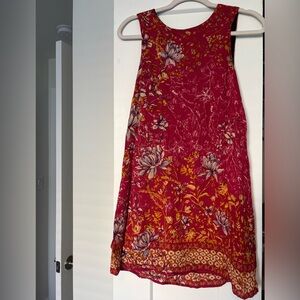 Floral Sleeveless Dress in Red and Yellow